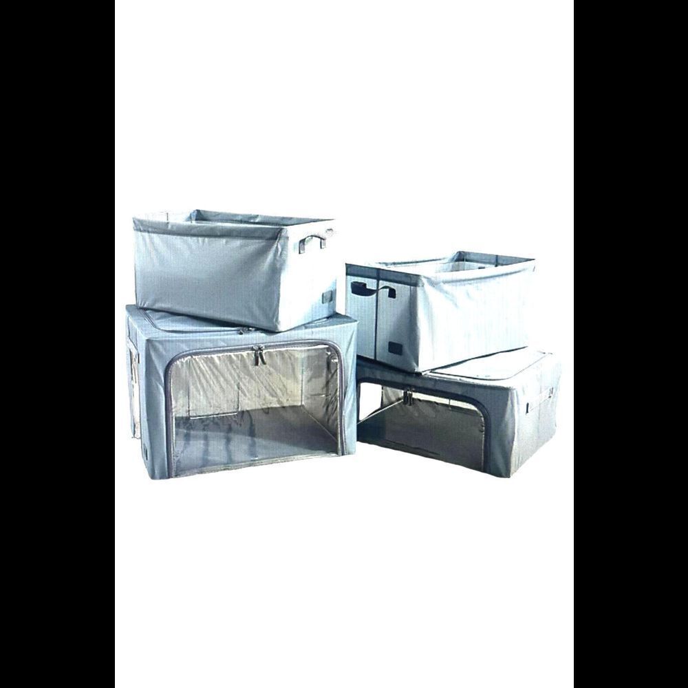 Periea 4-Pack Assorted Sizes Bin and Basket Set Gray